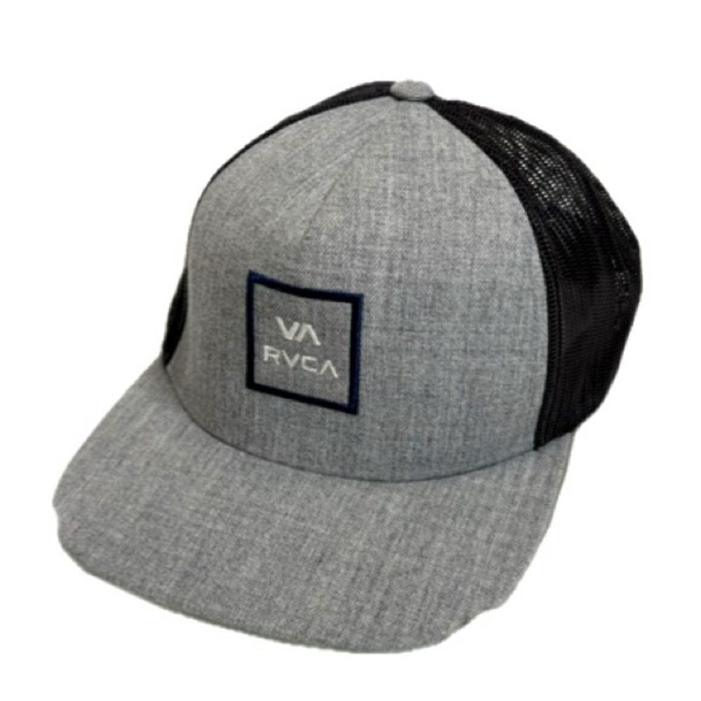 RVCA VA All Day Trucker Hat Snap Back Embroidered Baseball Cap Grey Mesh Back OS